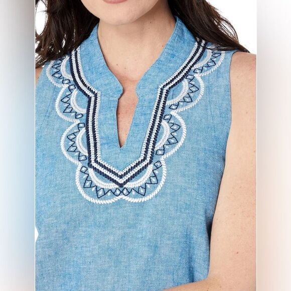 Hatley Marin Shift Dress Linen Blend Chambray Shift Dress Size Small - Picture 3 of 14